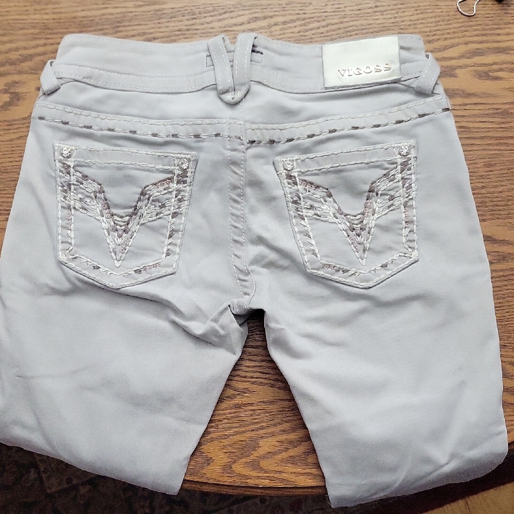 Vigoss Women's Light Gray Embroidered Pocket Jeggings